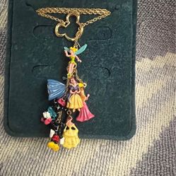 Disney Dangle Charm Necklace Mickey Cinderella