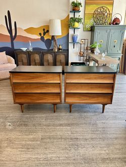 Nightstands / oversized / dresser / Black and Wood / MCM!