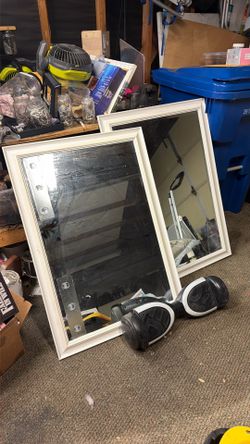 2- 4 Foot Tall White Mirrors