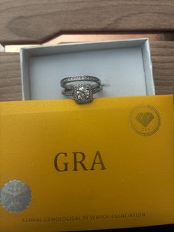 Moissanite Halo Engagement Ring Set with GRA Certificate