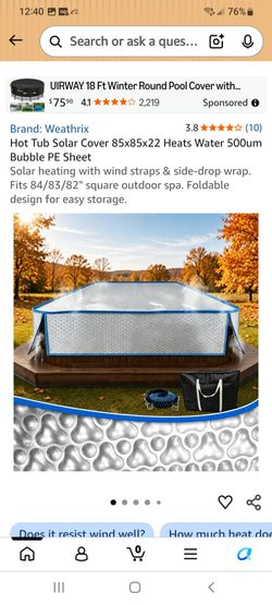 Weathrix Hot Tub Solar Cover 85x85 inches