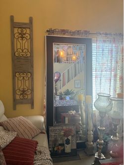Lovely 7ft tall with brown leather trim!