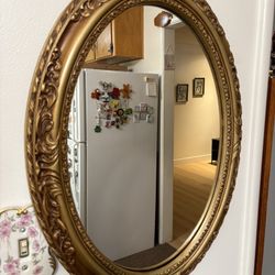 Vintage Ornate Gold Oval Mirror – Hollywood Regency Style
