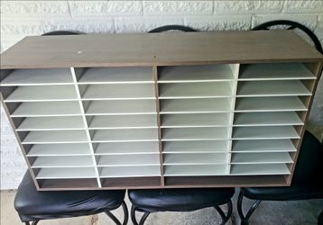 36-Compartment Literature Organizer with Adjustable Shelves Wooden Desk Accessories  41L x 22H x 12D