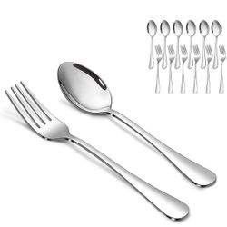 12 Pcs Dessert Forks and Teaspoons Silverware Set,Food Grade Stainless Steel Flatware Cutlery Set for Home,Kitchen and Restaurant,Mirror Polished,Dish