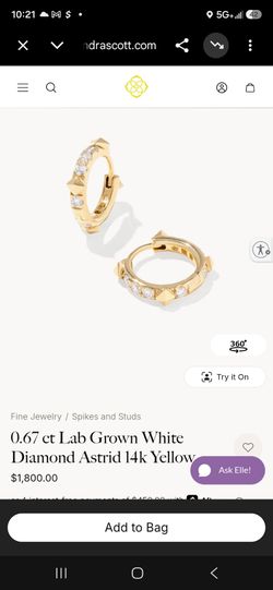 Kendra Scott Astrid 14k Yellow Gold Diamond Hoop Earrings