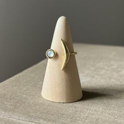 Crescent Moon Pearl Accent Ring ( firm on price ) 