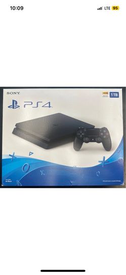 Sony PlayStation 4 Slim 1TB Console-Box-Manual, Cables, Titanium Blue Controller