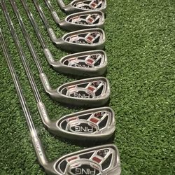 PING G15 GREEN DOT STEEL STIFF 4-PW + UW IRON SET $499
