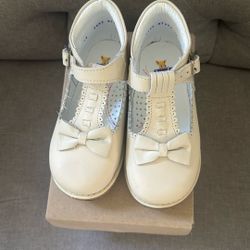 Tan Toddler Girl Leather T-strap Shoes 