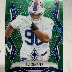 2025 Panini Phoenix #181 T.J. Sanders Green Lazer Prizm #/49 Rookie (RC) RC
