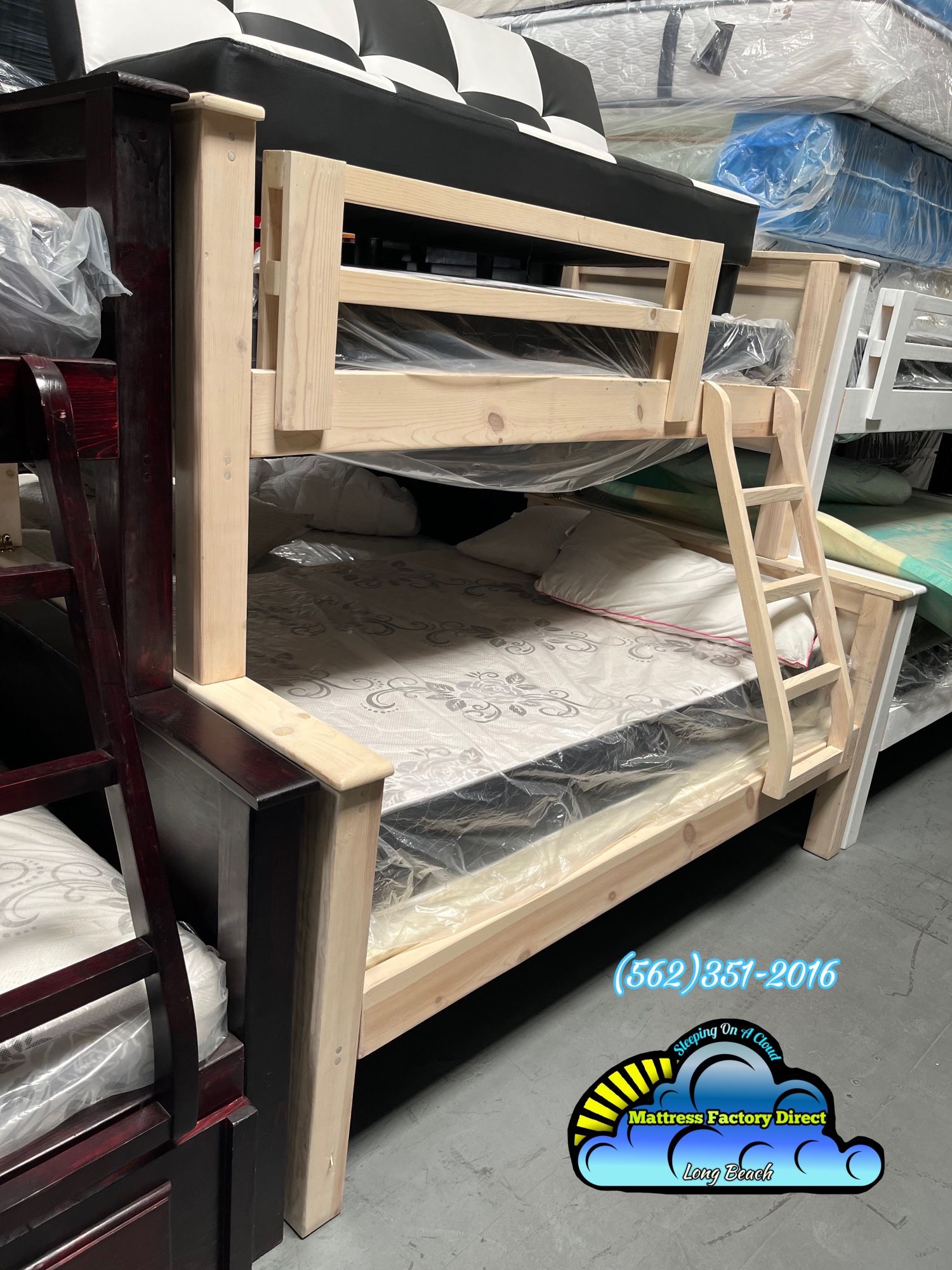Twin Full Whitewash Bunk Bed With Mattresses Included Nuevo