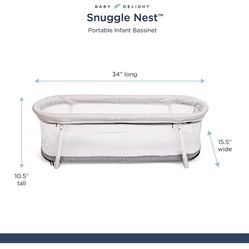 Baby Delight Snuggle Nest Bassinet | Portable Baby Bed | For Infants 0 – 5 Months | Driftwood Grey