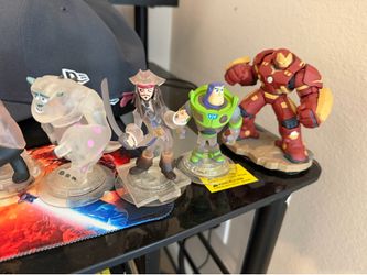 Disney Infinity Crystal Figures Lot – Rare Variant Set (Sully, Buzz, Jack Sparrow, Mr Incredible, Lightning McQueen)