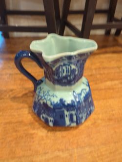 Vintage Large Victoria Ware Ironstone Blue and White Pitcher