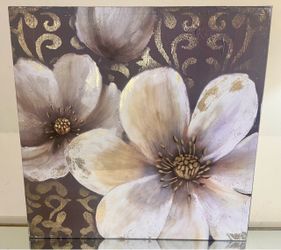 Brown Golden Floral Canvas Artwork