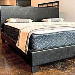 Brand New Black King Size Platform Bed Frame With New Mattress/Fast Delivery