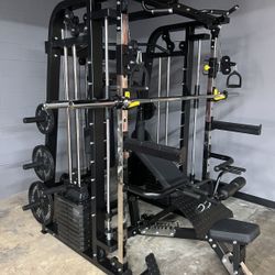 Smith Machine 300 | Adjustable Bench | 245lb Cast Iron Olympic Weights | 7ft Olympic Bar | Fitness | Gym Equipment | FREE DELIVERY/INSTALLTION 🚚 