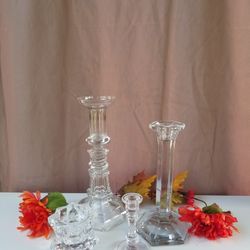 Crystal glass candle holders 