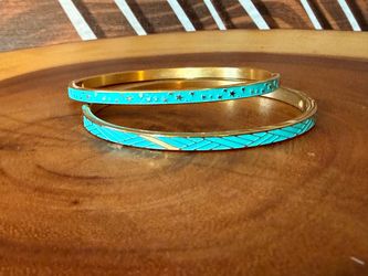 Turquoise colored 18k Gold Plated Bangle Bracelets