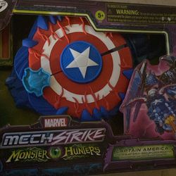 Marvel Avengers Mech Strike Monster NERF Captain America Monster Blast Shield Roleplay Toy with 3 NERF Darts, 
