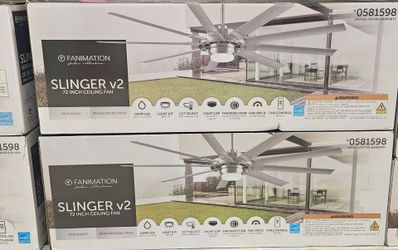 New Fanimation slinger v2 gray/brushed nickel ceiling fan