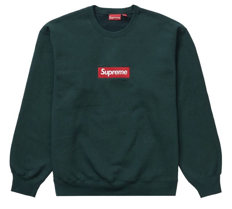 Supreme Box Logo Crewneck FW22 Pine Green Size Large Brand New-100% authentic