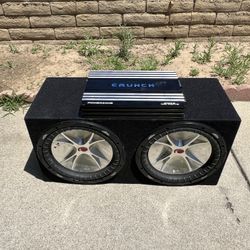 2 12’ Kicker Subwoofers with 2 Channel Crunch amp