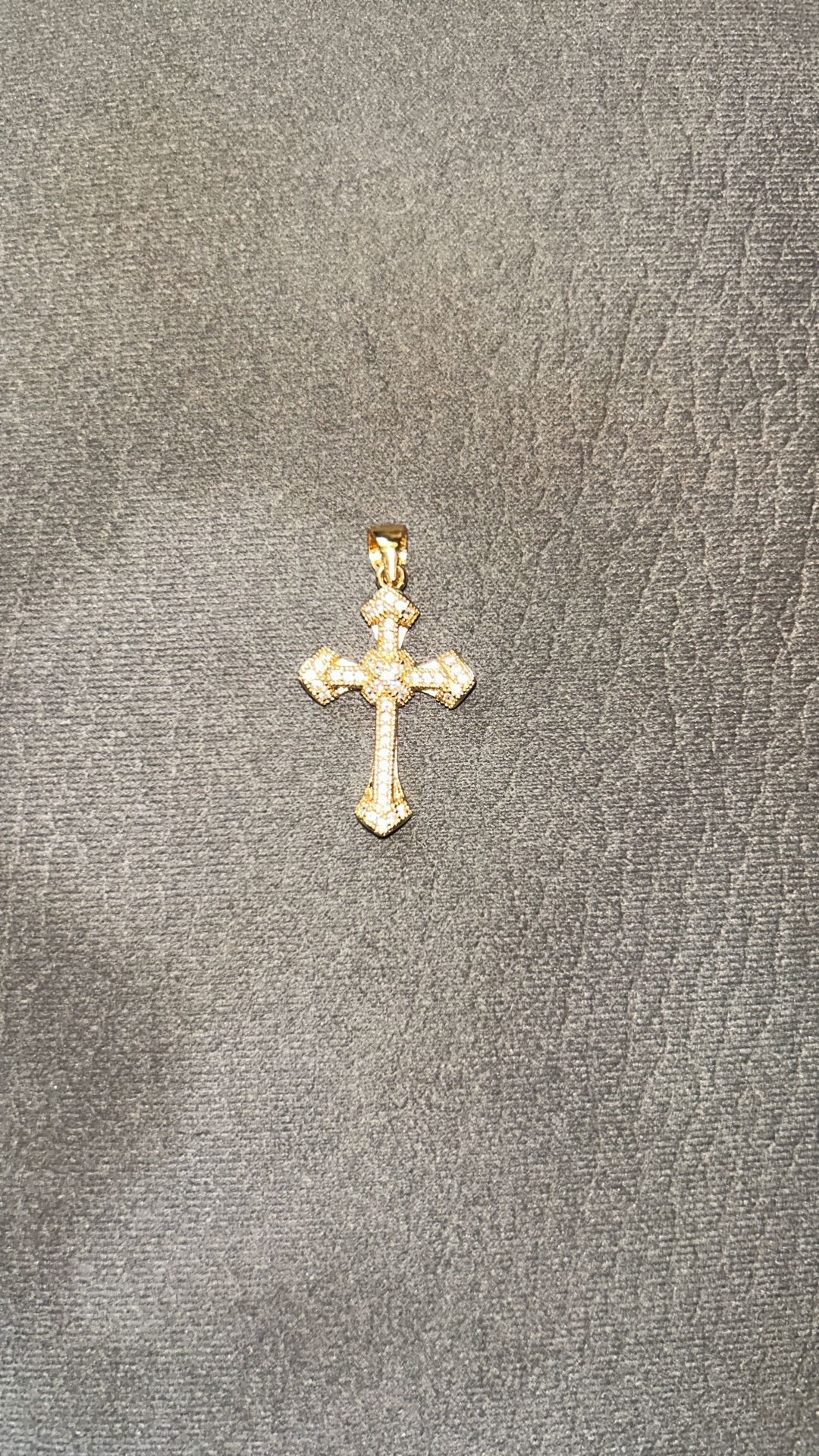 24k Iced Out Gold Cross 2 Inch Long