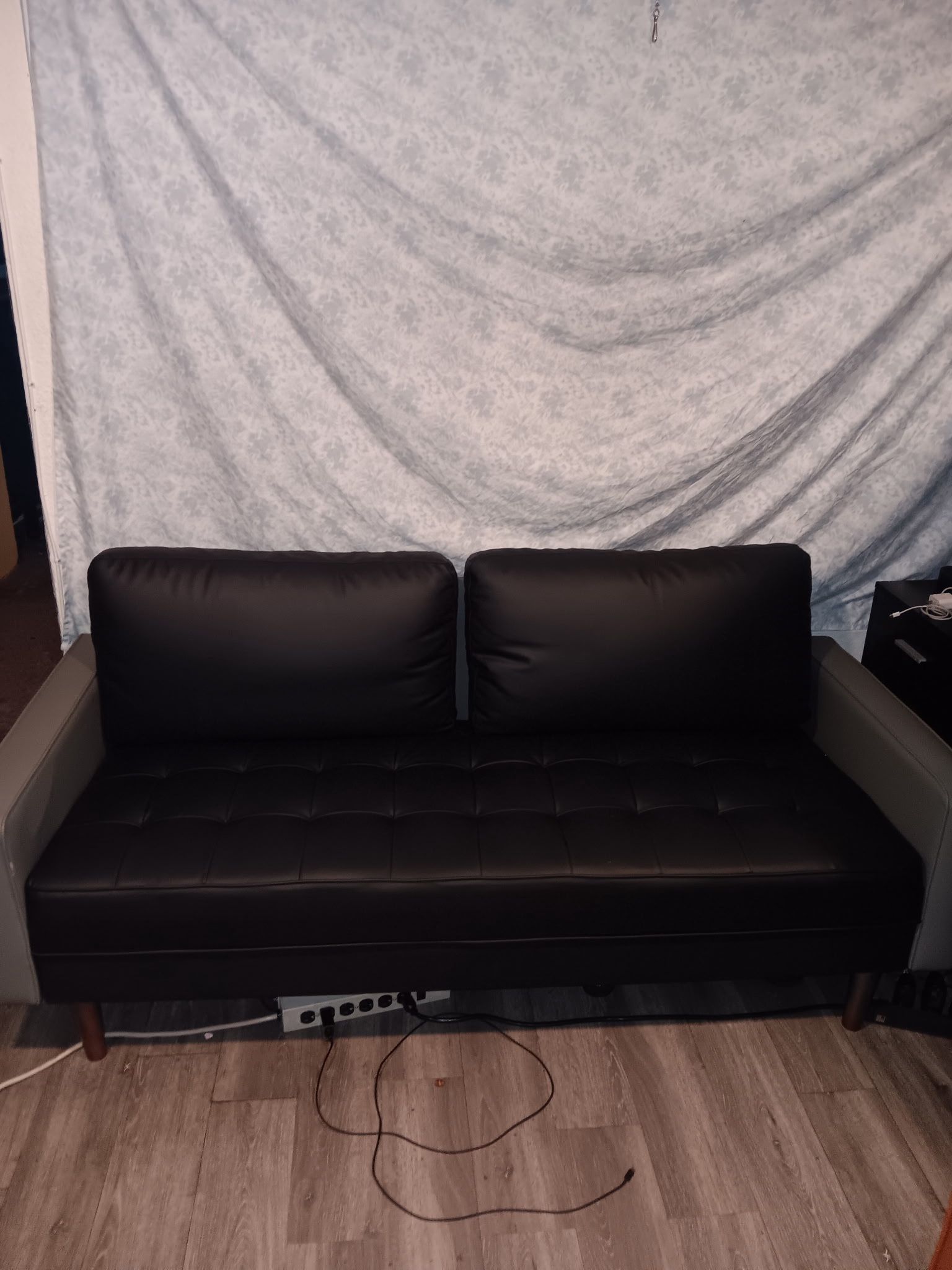 Black-Grey Leather Couch