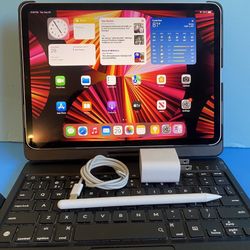 Apple IPad Pro 11” 3rd Generation (2021 Model / M1 chip/ Liquid Retina) 128GB with pen, keyboard & Accesories (Apple warranty till 11 / 2023)