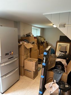 Moving boxes and packing paper