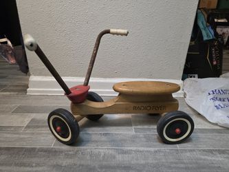 Vintage Radio Flyer Tricycle Maple Wood 4 Wheel Scooter Trike Bike Ride On