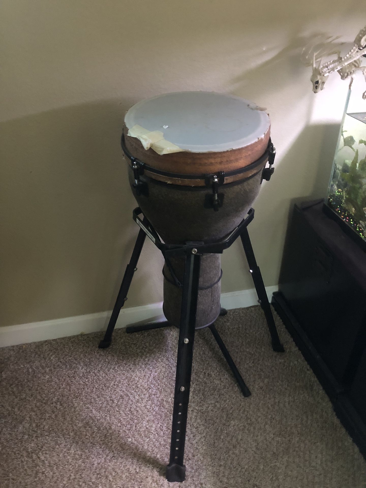 Djembe and Stand. 12in by 30in.