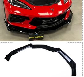 Fits 2020-2026 Corvette C8 GM 5VM Style Gloss Black Front Splitter Bumper Lip