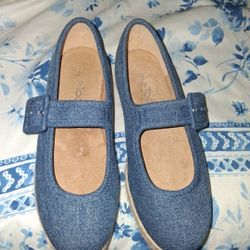 Denim Blue Platform Flats 
