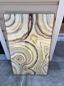 Abstract Agate Geode Canvas Wall Art with Gold Frame