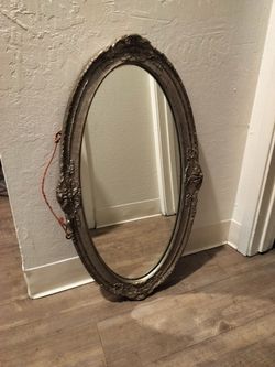 Oval Ornate Wall Mirror Dark Frame