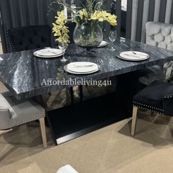 7 Pc Genuine Marble Dining Table Set Brand New In Box 