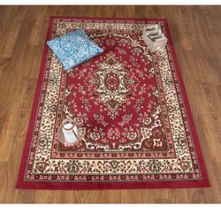 Kashan King Collection Oriental Area Rug Maroon And Beige, 5'x7'