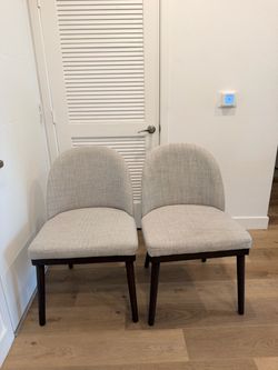 Set of 2 Modern Beige Upholstered Dining Chairs