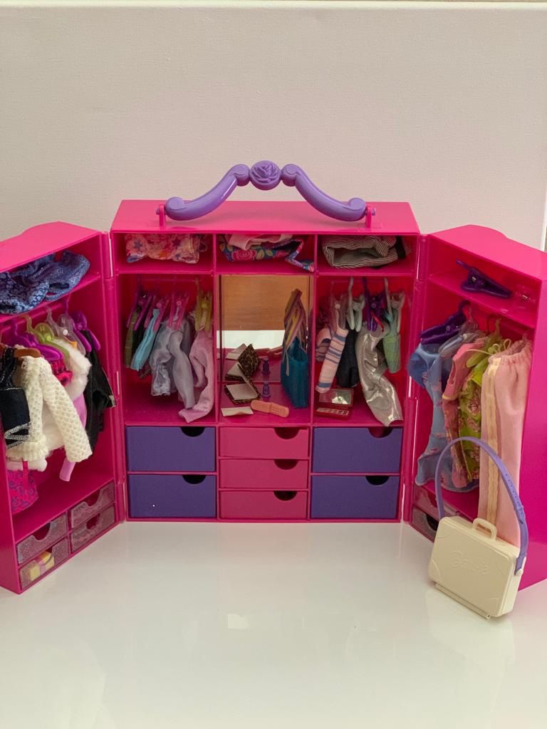 Barbie with closet 54 accessories and 2&3 drawers accessory cases with accessories