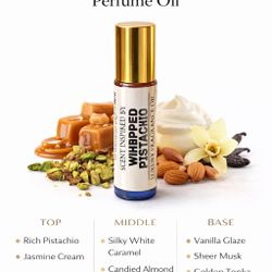 Whipped Pistachio Perfume Oil 10ml Caramel Almond Tonka  Description:  Whipped Pistachio is a rich, creamy gourmand fragrance oil inspired by decadent