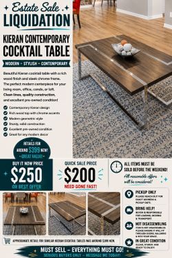 Kieran Modern Coffee Table Chrome & Wood