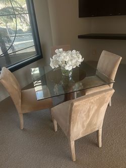 Glass Top Dining Table with 4 Chairs