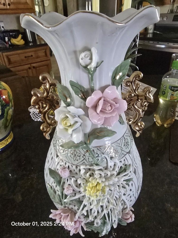 Ornate Vase 13.5" High Very Pretty