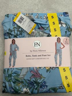 Flora Nikrooz 3-Piece Robe Tank and Pant PJ Set