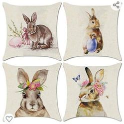 Rabbit Design Pillow COVERS Set Of 4