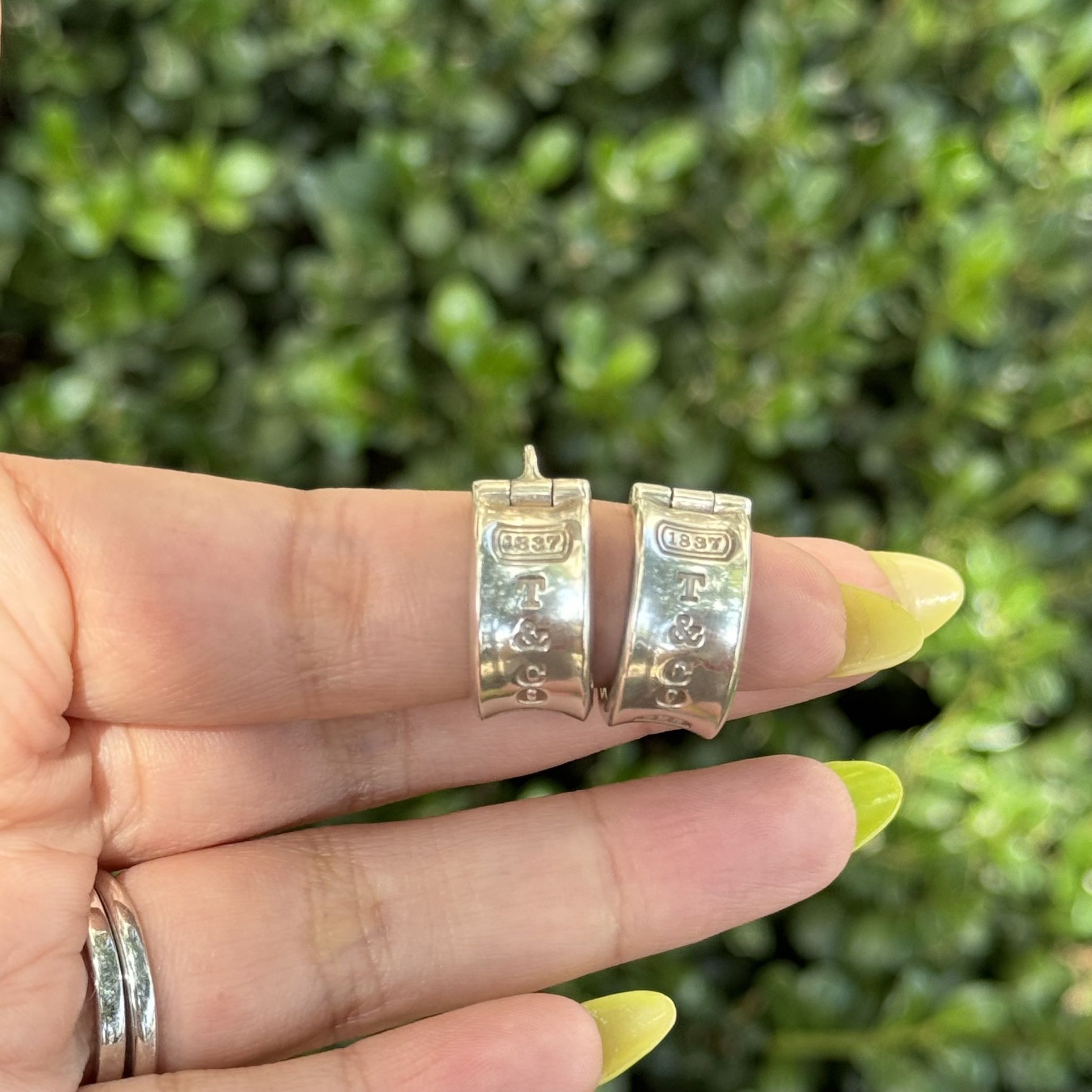 vintage Tiffany & Co. 1837 Wide Hoop Earrings Sterling Silver 925