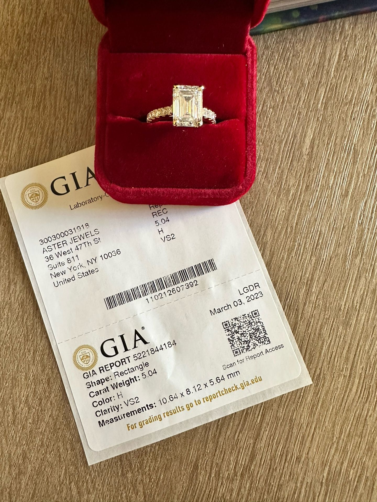 NEW 5.04 Emerald Lab GIA Certified Ring